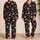 Pink Flamingos on Black for Tropical Summer Getaways and Relaxed Coastal Lounging Satin Pajamas Set - 2