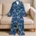 Navy Aegean Palm Trees for Coastal Getaways and Relaxed Summer Lounging by the Sea Satin Pajamas Set - 5