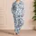 Blue Daisy and Leaf Motifs for Calm Botanical Lounging and Relaxed Home Evenings Satin Pajamas Set - 4