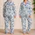 Blue Daisy and Leaf Motifs for Calm Botanical Lounging and Relaxed Home Evenings Satin Pajamas Set - 2