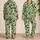 Blackberry Blossom and Green Leaf Botanical Motif for Relaxed Nature Lovers Satin Pajamas Set - 2