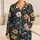 Navy Blue and Golden Wildflowers for Cozy Evenings and Relaxed Weekend Lounging Satin Pajamas Set - 1