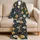 Navy Blue and Golden Wildflowers for Cozy Evenings and Relaxed Weekend Lounging Satin Pajamas Set - 5