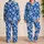 Deep Blue Coral and Starfish Coastal Escape for Relaxed Seaside Vacation Days Satin Pajamas Set - 2