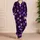 Purple Skull Motifs for Spooky Beach Nights and Relaxed Coastal Lounging for Him Satin Pajamas Set - 4