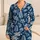 Navy Palm Fronds for Relaxed Coastal Getaways and Tropical Vacation Style All Year Satin Pajamas Set - 1