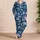Navy Palm Fronds for Relaxed Coastal Getaways and Tropical Vacation Style All Year Satin Pajamas Set - 4