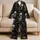 Oversized Monochrome Skull Motifs for Gothic Lounge Nights and Dark Style Enthusiasts Satin Pajamas Set - 5
