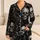 Oversized Monochrome Skull Motifs for Gothic Lounge Nights and Dark Style Enthusiasts Satin Pajamas Set - 1