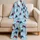 Hockey Skaters on Icy Blue Rink Lines for Cozy Winter Lounging and Game-Day Fans Satin Pajamas Set - 5