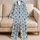 Blue Geometric Starbursts for Coastal Getaways and Relaxed Weekend Lounging by the Sea Satin Pajamas Set - 5