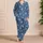 Blue Snowflake Motifs for Cozy Winter Evenings, Lounging, and Holiday Mornings Satin Pajamas Set - 4
