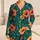 Tropical Hibiscus and Teal Foliage for Colorful Relaxed Everyday Lounging Satin Pajamas Set - 1