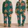 Tropical Hibiscus and Teal Foliage for Colorful Relaxed Everyday Lounging Satin Pajamas Set - 2