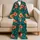 Tropical Hibiscus and Teal Foliage for Colorful Relaxed Everyday Lounging Satin Pajamas Set - 5