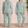 Ivory Baroque Scrollwork for Seaside Getaways and Relaxed Coastal Living Satin Pajamas Set - 2