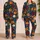 Golden Orange and Ivory Roses for Cozy Evenings and Relaxed Elegant Botanical Style Satin Pajamas Set - 2