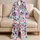 Playful Pink Flower Faces for Breezy Beach Days and Relaxed Coastal Weekends Satin Pajamas Set - 5