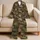 Woodland Camouflage in Olive Khaki and Brown for Outdoor Relaxation Satin Pajamas Set - 5