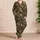 Woodland Camouflage in Olive Khaki and Brown for Outdoor Relaxation Satin Pajamas Set - 4