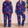 Neon Wildflower Blooms for Relaxed Evenings and Colorful Home Lounging Style Satin Pajamas Set - 2