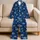 Navy Snowflake and Winter Star Motifs for Cozy Christmas Holiday Nights at Home Satin Pajamas Set - 5