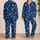 Navy Snowflake and Winter Star Motifs for Cozy Christmas Holiday Nights at Home Satin Pajamas Set - 2