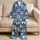 Navy Hibiscus and Tropical Leaf Motifs for Relaxed Seaside Vacation Getaways for Him Satin Pajamas Set - 5