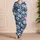 Navy Hibiscus and Tropical Leaf Motifs for Relaxed Seaside Vacation Getaways for Him Satin Pajamas Set - 4