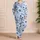 Blue Tropical Palms, Hibiscus and Ocean Icons for Relaxed Beachside Getaways Satin Pajamas Set - 4
