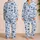 Blue Tropical Palms, Hibiscus and Ocean Icons for Relaxed Beachside Getaways Satin Pajamas Set - 2