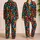 Neon Skull And Tropical Leaf Motifs For Bold Beach Getaways And Summer Lounging Satin Pajamas Set - 2