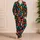 Neon Skull And Tropical Leaf Motifs For Bold Beach Getaways And Summer Lounging Satin Pajamas Set - 4