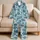 Blue Tropical Fish and Coastal Leaves for Relaxed Summer Beach Getaways Satin Pajamas Set - 5