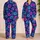 Purple Blue Hibiscus and Starry Night Blooms for Dreamy Cozy Evenings at Home Satin Pajamas Set - 2