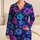 Purple Blue Hibiscus and Starry Night Blooms for Dreamy Cozy Evenings at Home Satin Pajamas Set - 1