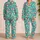 Teal Coral And Cream Geometric Stars For Relaxed Weekend Lounging Gift For Him Satin Pajamas Set - 2