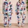 Red White Blue Brushstroke Style for Relaxed Casual Lounging Satin Pajamas Set - 2