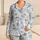 Blue Coastal Palms And Sailboats For Relaxed Vacation Mornings By The Sea Satin Pajamas Set - 1