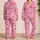 Pink Seashells and Starfish for Coastal Getaways and Relaxed Summer Morning Lounging Satin Pajamas Set - 2