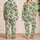 Blue Stripe Oranges and Blossoms for Relaxed Summer Lounging at Home for Women Satin Pajamas Set - 2