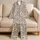 Ivory Wildflowers and Blue Blossoms for Cozy Days at Home and Relaxing Evenings Satin Pajamas Set - 5