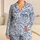 Blue Leopard and Floral Toile for Relaxed Resort Living and Thoughtful Gift Giving Satin Pajamas Set - 1