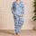 Blue Leopard and Floral Toile for Relaxed Resort Living and Thoughtful Gift Giving Satin Pajamas Set - 4