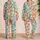 Colorful Surfboard and Hibiscus Motifs for Relaxed Coastal Summer Living Satin Pajamas Set - 2