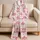 Pink Stargazer Lilies for Romantic Springtime Lounging and Serene Gifting Moments Satin Pajamas Set - 5