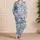 Blue Toile Landscapes with Spotted Cats for Relaxing at Home and Cozy Evenings Satin Pajamas Set - 4