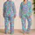 Playful Aqua Pink Lime Abstract Camo for Cozy Lounging and Relaxed Weekend Mornings Satin Pajamas Set - 2