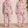 Blush Santa And Snowflake Christmas Cheer For Cozy Winter Holiday Evenings Satin Pajamas Set - 2