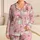Blush Santa And Snowflake Christmas Cheer For Cozy Winter Holiday Evenings Satin Pajamas Set - 1